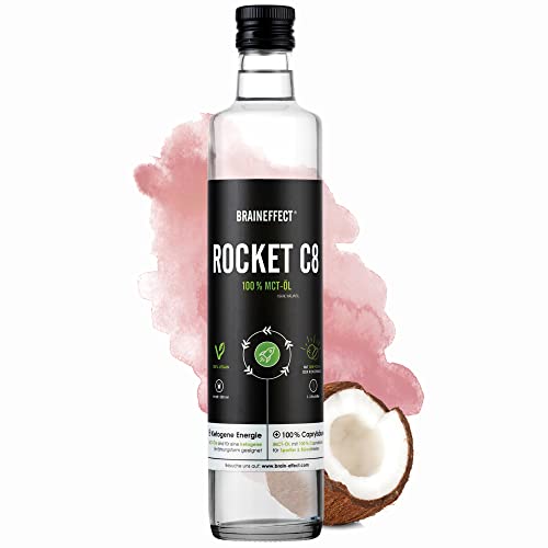BRAINEFFECT Rocket Veganes MCT Öl C8 - Octane MCT Oil Extrakt aus Kokosöl (100% Caprylsäure), MCT Öl C8 - Ideal für ketogene Ernährung, Bulletproof Coffee, Smoothies & Dressing