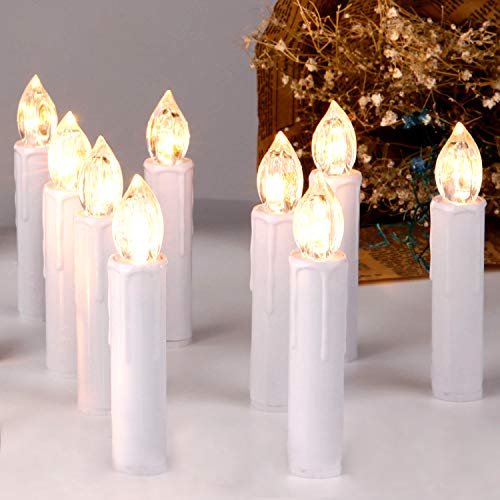 CCLIFE LED Weihnachtskerzen Kabellos Kerzen Weihnachtsbaumkerzen Christbaumkerzen mit Fernbedienung Timer Kerzenlichter, Farbe:30er Weiss