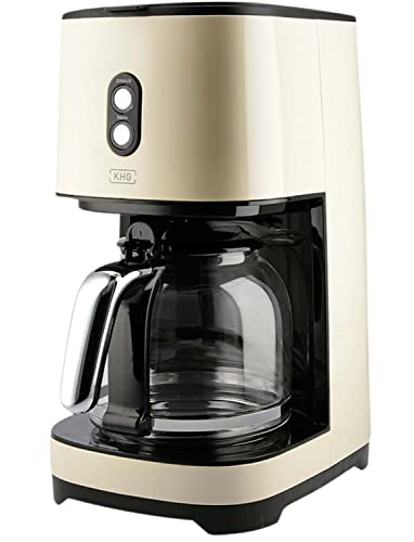 KHG Kaffeeautomat KA-185 CE aus Edelstahl/Kunststoff in creme, Kapazität für 12 Tassen, mit Glaskanne mit Wasserstandsanzeige 1,5 Liter, Permanentfilter, Abschaltautomatik, Tropfstopp