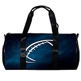 Runde Sporttasche mit abnehmbarem Schultergurt, American Football, schwarz, Skizzen-Design, Trainings-Handtasche für Damen und Herren