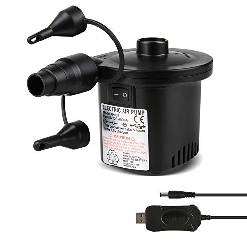 Deeplee Elektrische Luftpumpe USB Luftmatratze Pumpe, 2 in 1 Elektropumpe Power Pump Inflator Deflator mit 3 Luftdüse für aufblasbare Matratze,Kissen,Bett,Boot,Schwimmring