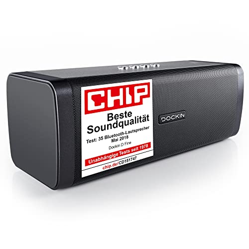 DOCKIN® D FINE Bluetooth Lautsprecher - 50 Watt Stereo HiFi Speaker für Indoor/Outdoor mit starkem Bass, tragbare Bluetooth-Soundbox Wireless mit integrierter Powerbank, wasserdichte Musikbox