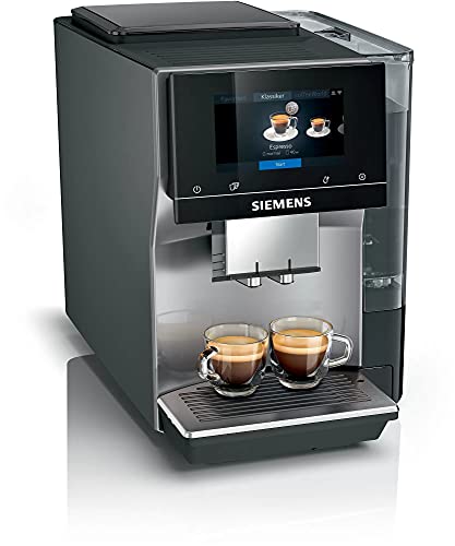 Siemens Kaffeevollautomat EQ.700 classic TP705D01, App-Steuerung, intuitives Full-Toch Display, bis zu 10 individuelle Kaffeekreationen als Favoriten, automat. Dampfreinigung, 1500 W, grau-silber