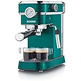 SEVERIN Espressomaschine'Espresa Plus' Limited Green Edition, Siebträgermaschine mit 3 Einsätzen, Kaffeemaschine mit Milchschäumer, inkl. Barista-Starterset, matt-grün, KA 9270