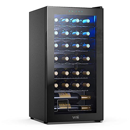 WIE Weinkühlschrank 82 Liter 28 Flaschen 84cm Höhe Freistehend 5-18 °C Touch digital Temperatureinstellung LED-Innenraumbeleuchtung