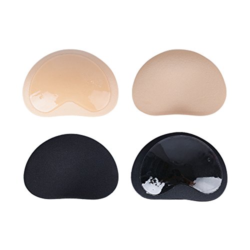 AONER 2 Paar BH Insert Pads (Schwarz + Hautfarbe) Silikon Breast Enhancer Push Up Bra Einlagen Brust Vergrößerung für Badeanzug und Bikini, -, -