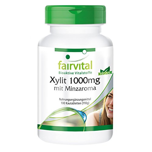 Xylit 1000mg Tabletten mit Minzaroma - HOCHDOSIERT - VEGAN - 100 Kautabletten