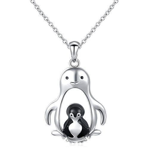 Flyow 925 Sterling Silber Tier Anhänger Kette Schmuck Zwei Pinguins Halskette Bedeutung Setzen Dich in Mein Herz