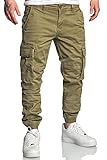 REPUBLIX Herren Jogger Cargo Chino Jeans Hose R7020 Olive W34