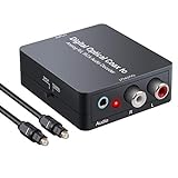 eSynic Digital zu Analog Audio Decoder Konverter Unterstützt Dolby 5.1 DTS Digital Toslink Koaxial zu 2.0CH L/R Analog Stereo Audio mit 1m 4.0 Optisch Kabel und USB Stromkabel für PS3 DVD- Schwarz