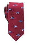 cheyenn Herren-Krawatte, Tiermuster, bestickt, lässig, handgefertigt, schmale Krawatte, Rote Autos, Einheitsgröße