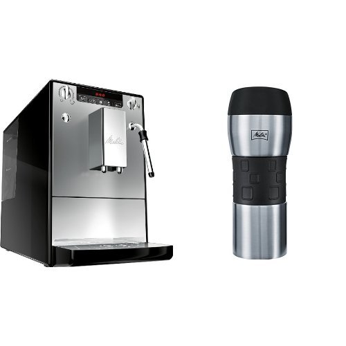 Melitta E 953-102 Kaffeevollautomat Caffeo Solo & Milk mit Milchschaumdüse, silber + Melitta 206056 IsolierTrinkbecher