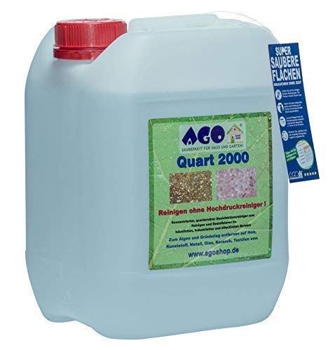 AGO® Quart 2000 Grünbelag Entferner Chlor- und Säurefrei I 10L Flechten und Algen Entferner Konzentrat für 2000qm Fläche