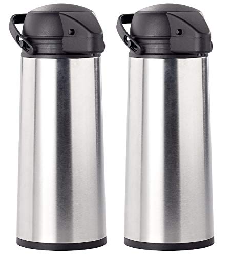 Rosenstein & Söhne Kaffeekanne: 2er Pack Edelstahl-Pump-Vakuum-Isolierkanne, 1,9 Liter (Thermo-Kanne)