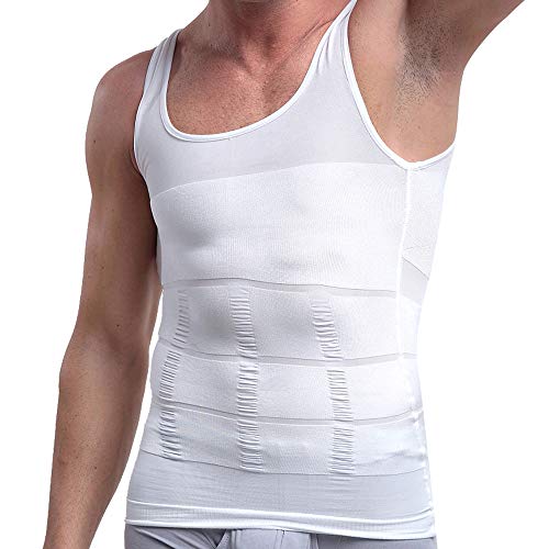 Taoqiao Kompressionsunterwäsche Männer Körper abnehmen Herren Tanktop figurformendes Unterhemd für Männer Sport Fitness Bodyshaper Bauchweg (Weiß XXL)
