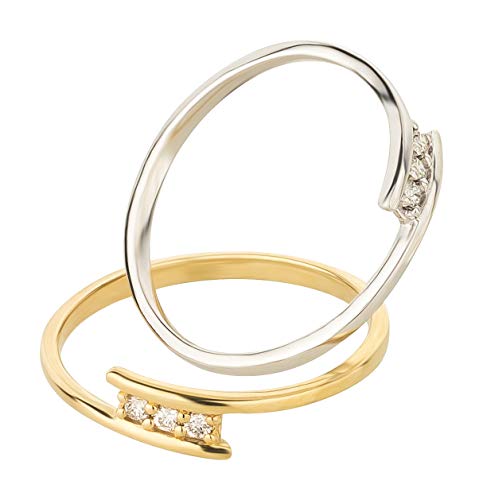 Ardeo Aurum Damenring aus 375 Gold Gelbgold mit 0,06 ct Diamant Brillant 3-Steine-Ring Verlobungsring