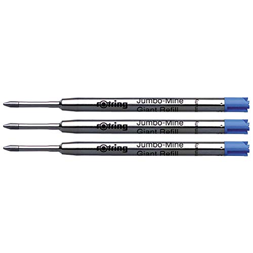 Rotring Jumbo-Minen für Kugelschreiber, mittlere Spitze, Blau, 3 Stück