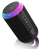 GEEKTOP Bluetooth Lautsprecher 24W Kabellos IPX7 Wasserdicht Tragbarer Bluetooth Musikbox mit RGB-LED-Licht, USB/TF-Karte/AUX-in Wiedergabe True Wireless Stereo mit DSP-Chips
