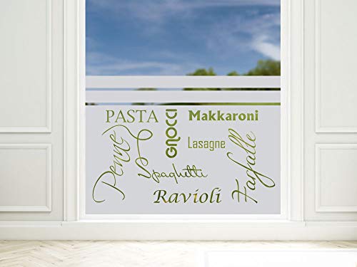 GRAZDesign Sichtschutzfolie Küche Pasta/Ravioli/Spaghetti, lichtdurchlässige Fensterfolie, Matte Küchen Glasdekorfolie / 80x57cm