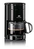 Braun Kaffeemaschine KF 47 BK - Filterkaffeemaschine mit Glaskanne für klassischen Filterkaffee, Aromatischer Kaffee dank OptiBrew-System, Tropfstopp, Abschaltautomatik, Schwarz