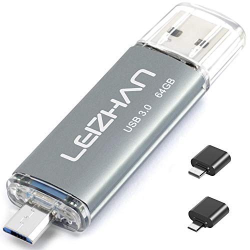 64 GB Flash Drive USB 3.0, Handy-Bilderstick für Samsung Galaxy S7/S6/S5/S4/S3/Note5/4/3/2/Meizu/HTC/Nokia/Moto/Huawei/Xiaomi, USB-OTG-Adapter Micro/Typ-C USB auf USB-Konverter für Tablet Android