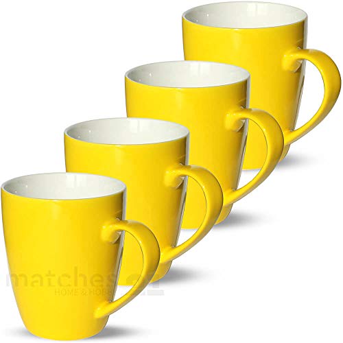 matches21 Tassen Becher Kaffeetassen Kaffeebecher einfarbig unifarben gelb Porzellan 4er Set - 10 cm / 350 ml