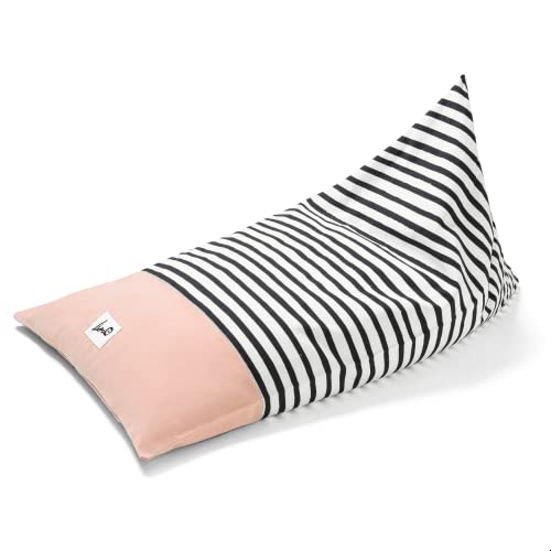 Liou® Sitzsack Zebra für Kinder aus Bio-Baumwolle in Rosa, 110x70x60 cm, Bezug mit Füllung, hochwertiger, Designer Sitzsack für Kinderzimmer