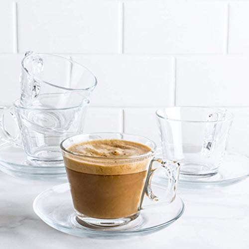 Pasabahce 97302 - 12-tlg Tassen mit Unterteller 'Vela', für Tee, Kaffee, Cappuccino, für 6 Personen