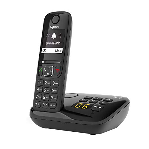 Gigaset AS690A - Schnurloses DECT-Telefon mit Anrufbeantworter - großes, kontrastreiches Display - brillante Audioqualität - einstellbare Klangprofile - Freisprechfunktion - Anrufschutz, schwarz