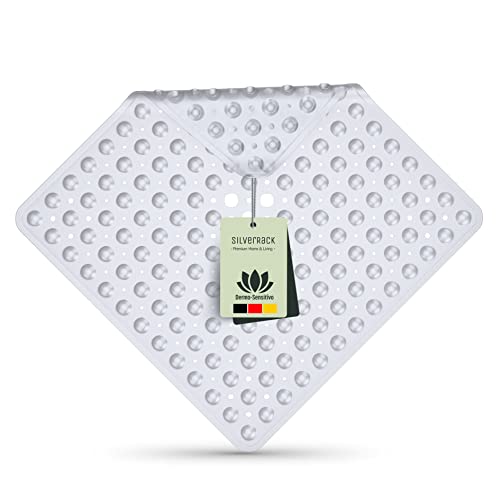 SilverRack Duschmatte rutschfest 53x53 cm (Transparent) - Antirutschmatte Dusche BPA frei für Kinder - Badematte rutschfest, maschinenwaschbar u. schimmelresistent - Duscheinlage rutschfest