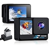 Xilecam Action Cam 4K WiFi wasserdichte Kamera Dual-Bildschirm 131FT Sports Kamera Ultra HD Unterwasserkamera mit 2X 1350mAh Akku undMultifunktionale Zubehörtasche (L500Pro)