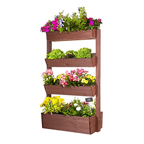 empasa Vertikales Hochbeet 'Raise 4' aus Holz Blumenkasten Pflanzkübel Frühbeet Kräuterbeet für Balkon, Terrasse und Garten