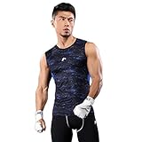 Herren Unterhemd Cool Quick Dry Slimming Body Shaper Weste Brust Kompressions-Shirt-Athletic Running Training Gym Tank Tops XL blau