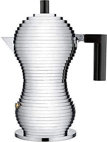 Alessi MDL02/3 B Pulcina Espressomaschine - Gußaluminium. Griff und Knopf aus PA, schwarz. 3 Tassen