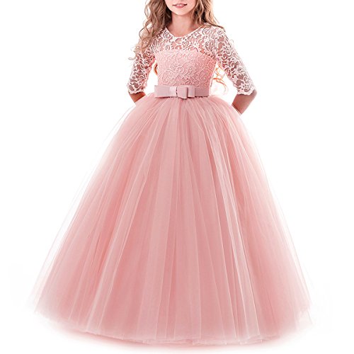 IBTOM CASTLE Blumensmädchenkleid Prinzessin Festliches Herbst Kinder Mädchen Kleid Festzug Kleider Hochzeit Partykleid 5-6 Jahre