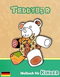 Teddybär Malbuch für Kinder: Schöne Zeichnung mit Herz und Blumen für Teenager, Jungen und Mädchen im Alter von 3–8, 30-Szene enthält Muster für einige Szenen, 8,5 x 11 Zoll