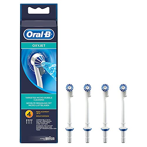 Oral-B OxyJet Ersatzdüsen für Munddusche/Zahnzwischenraumreiniger, 4 Stück, für gezielte Zahnreinigung mit Mikro-Luftblasen-Technologie