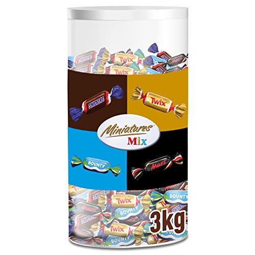 Mars, Snickers, Bounty & Twix Schokoriegel Miniatures Mix | Schokolade Großpackung | 296 Riegel | 3 kg