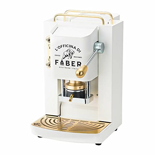 Faber PRO Total Deluxe Kaffeemaschine aus Messing, 44 mm Ese Papier (Weiß)