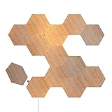 Nanoleaf Elements Hexagon Starter Kit, 13 Smarten Holzoptik LED Panels - Modulare Dimmbare WLAN Wandleuchte Innen, Musik Sync, Funktioniert mit Alexa Google Apple, Deko Wohnzimmer Schlafzimmer Büro