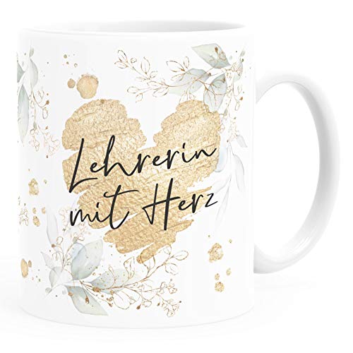 SpecialMe® Kaffee-Tasse [Wunschtext] mit Herz - soziale Berufe, Familie, Freunde kleines Dankeschön Geschenk Danke sagen Lehrerin weiß Keramik-Tasse