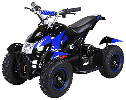 Mini Kinder Elektro Quad ATV Cobra 𝟴𝟬𝟬 Watt 36 V Pocket Quad - Original Actionbikes Motors - Saftey Touch - 3 Geschwindigkeitsstufen - Kinder Bike (Schwarz/Blau)