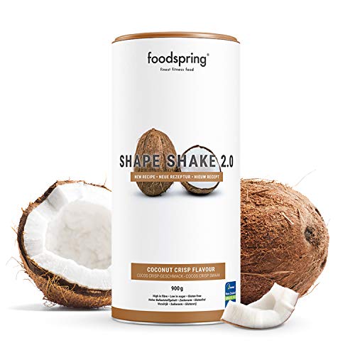 foodspring Shape Shake 2.0, Cocos Crisp, 900g, Mahlzeitenersatz zum Abnehmen*, Proteinreich, 24 Vitamine & Mineralien