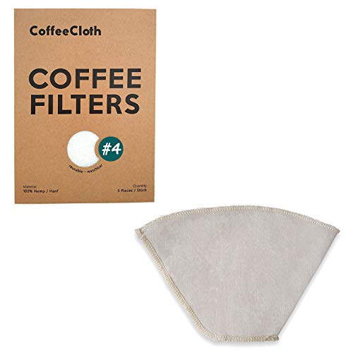 Earthtopia 3er Set wiederverwendbare Kaffeefilter aus Stoff | 100% Hanf | Filtertüten für Kaffeemaschine und Handfilter | Permanentfilter Mehrwegfilter Dauerfilter (3, Größe 4)