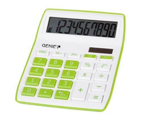 Genie 840 G 10-stelliger Tischrechner (Dual-Power (Solar und Batterie), kompaktes Design) grün