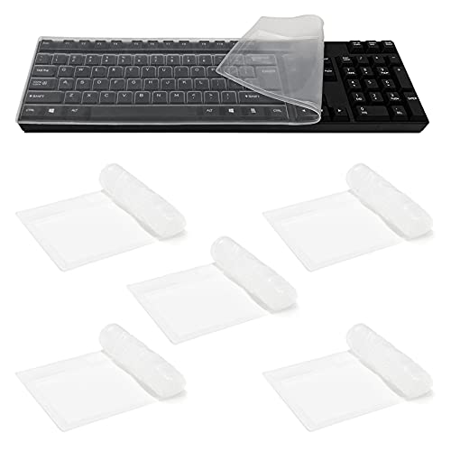Boyigog 5 Stück Ultra Dünn Tastaturschutz, Wasserdichte Anti-Staub Silikon Universal Desktop Computer Tastatur Hautschutzfolie