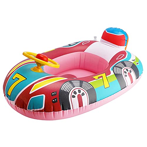 JYCAR Aufblasbarer Schwimmschwimmer Sitz Boot, Wasser Schwimmring schwimmendes Boot, Aufblasbarer Schwimmer Auto mit Lenkrad, schwimmendes Aufsitzwasser Schwimmbad für Kinder