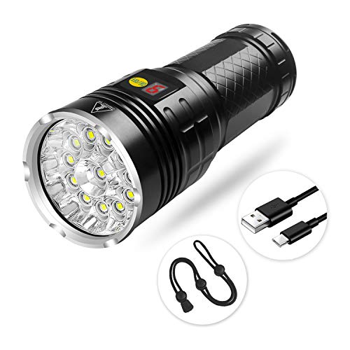Semlos LED Taschenlampe, Superhelle 5000 Lumen CREE Wiederaufladbare Taktische Taschenlampen, Aufladbar Fackel für Camping Wandern und Notfälle (Inklusive Batteries)