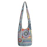 Bohmian Style Schultertaschen Umhängetasche Reise Canvas Bucket Bag bedruckte Tasche Ethnic Style Bag Frauen Baumwolle Hobo Sling Bag (A026#1240)