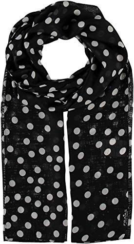 FRAAS zeitloser Polka Dot Damen-Schal mit Punkte-Muster - perfekt für Frühling & Sommer - luftiges Mode-Accessoire - 50x180cm Schwarz
